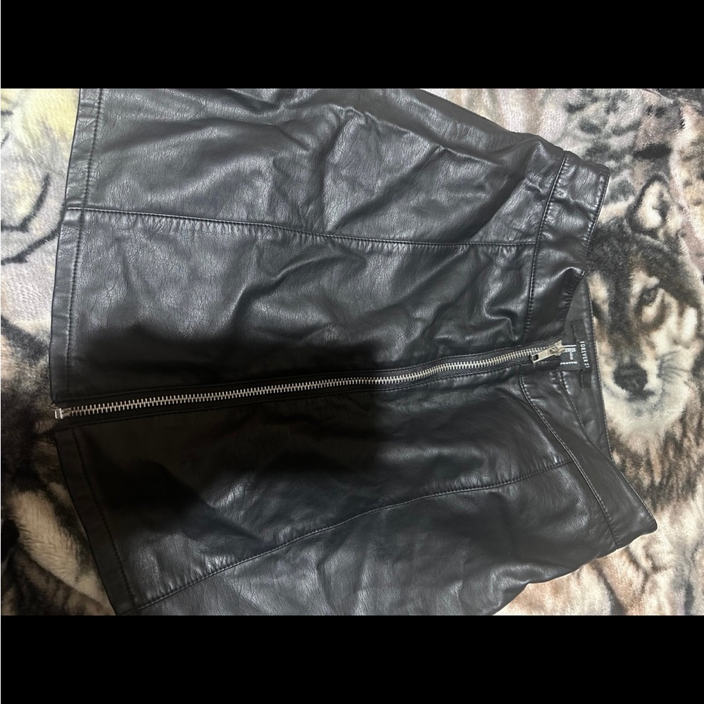 Forever 21 Black Faux Leather Skirt with Silver Zipper